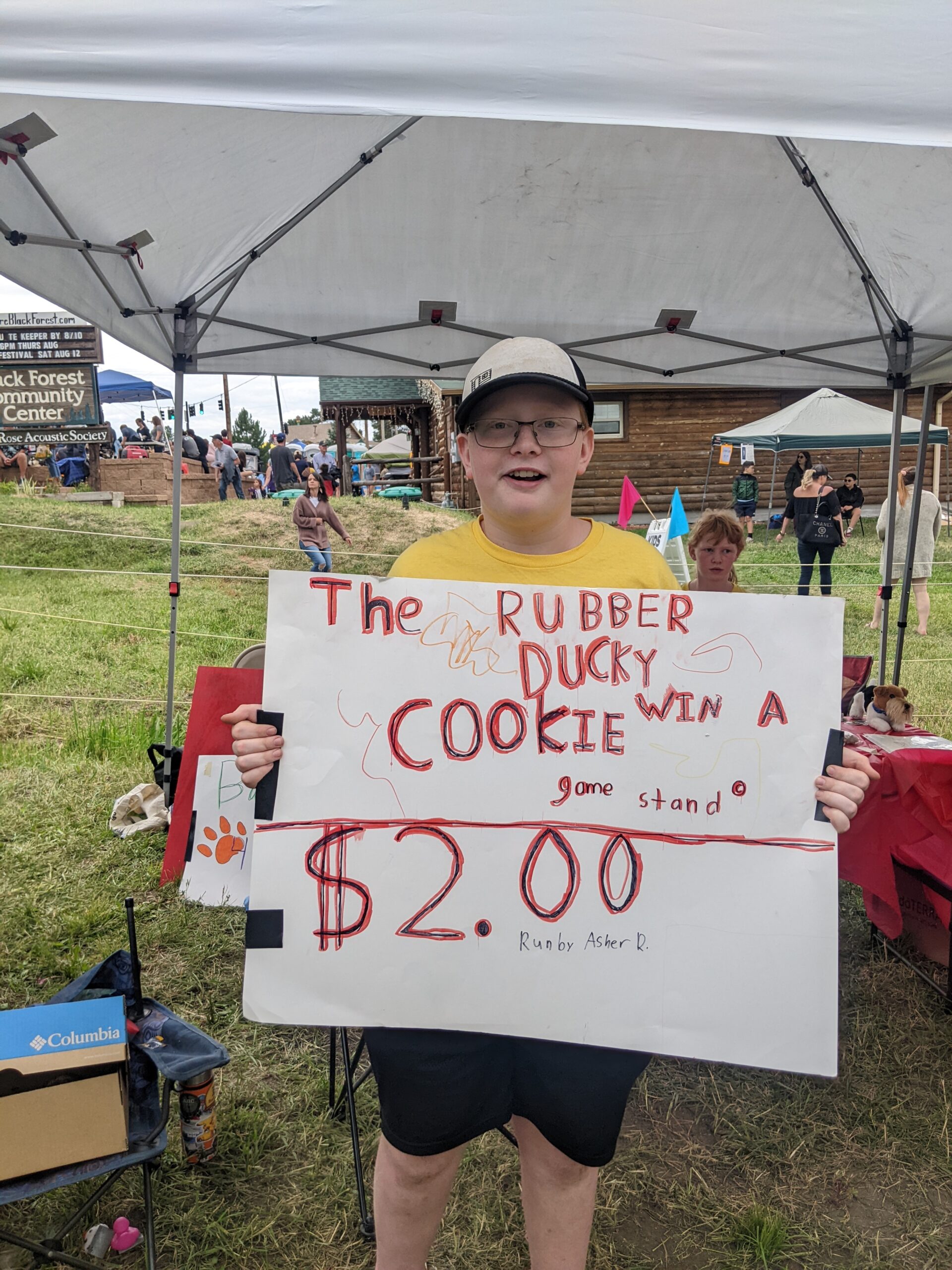 Rubber Ducky Win a Cookie We met Asher, 13, at a market in Colorado this year. We just had to stop and chat with him after seeing his creative business idea!